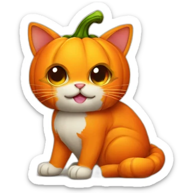 Halloween pumpkin cat sticker