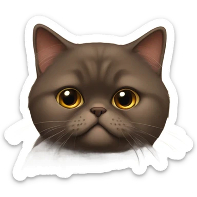 fluffy unimpressed looking deep chocolate brown british shorthair cat sticker