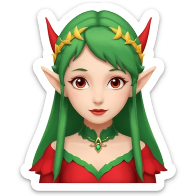 woman with elf ears wearing a red outfit sticker