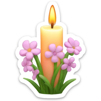 Spring candle with flowers  sticker