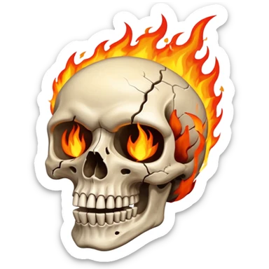 Skull on fire sticker