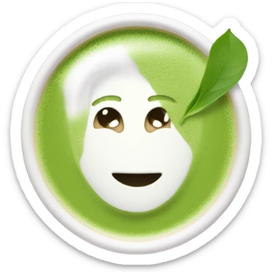 matcha latte without a face in a white glass sticker