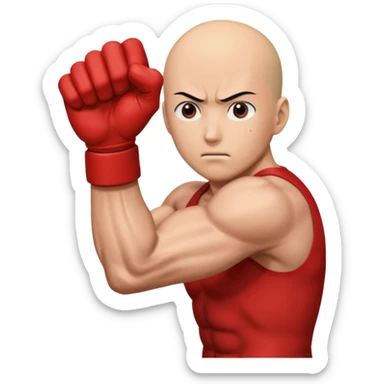Angry Saitama with his red giant hand punching (front) sticker