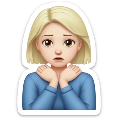 girl crossed arms holding neck disgusted sticker