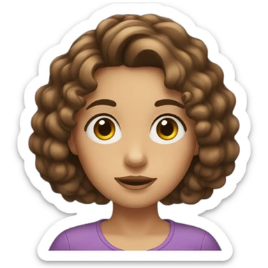 a girl with long curly and brown hair with big eyes and big eyebrows sticker