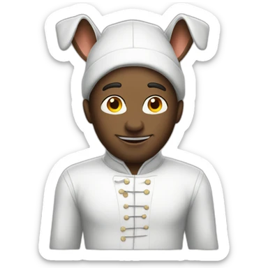 Man in white rabbit costume sticker