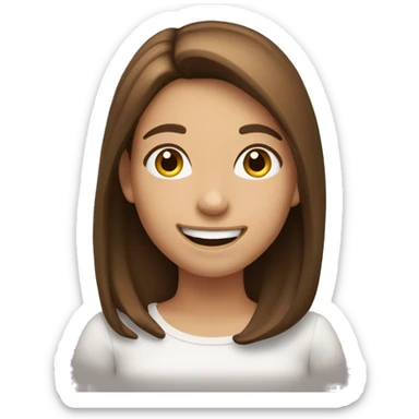 Very happy and excited girl with brown hair sticker