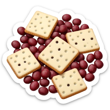 Multigrain crackers, white cheddar cheese, salami, and chocolate cranberries sticker