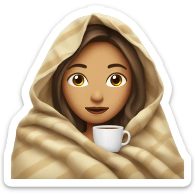 girl inside a blanket sipping coffee eyes closed sticker