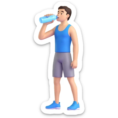 athlete drinking water after workout sticker