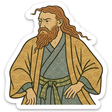 ukiyo-e style Anglo-Saxon man sticker