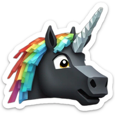 Minecraft Rainbow Black Unicorn Head With Diamond Horn sticker