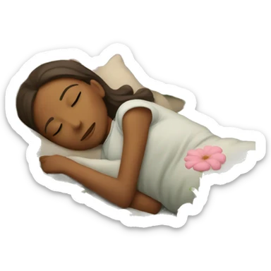 Girl sleeping in a flower bed sticker