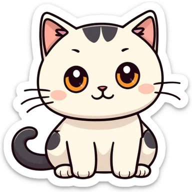 Long haird adorable black cat, white paws & belly. Large hazel eyes sticker