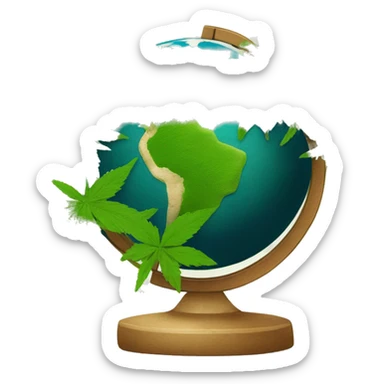420 on planet earth hemp leaves on the globe  sticker