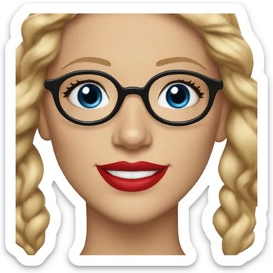 Blake lively blue eyes and black glasses with red lips smiling wearing santa hat sticker