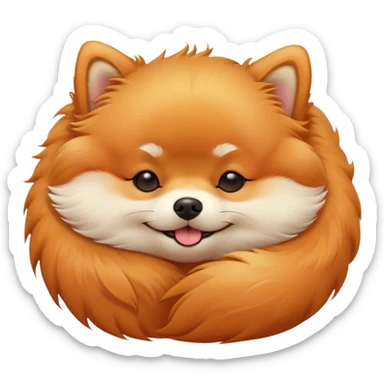 Meme-Worthy Cute Sleeping Orange Pomeranian Portrait Emoji, Head resting peacefully with a contented smile, showcasing a delightfully compact build and a luxuriously soft, fluffy orange Fur, eyes shut in a serene nap, Simplified yet hilariously adorable features, highly detailed, glowing with a soft, drowsy light, high shine, relaxed and utterly lovable, stylized with an air of playful laziness, bright and heartwarming, soft glowing outline, capturing the essence of a comically sleepy companion, so meme-worthy it feels like it could instantly become the next viral sensation of adorable slumber! sticker