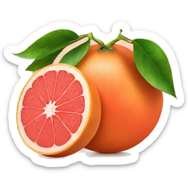 Grapefruit with leaves one of grapefruits cut sticker