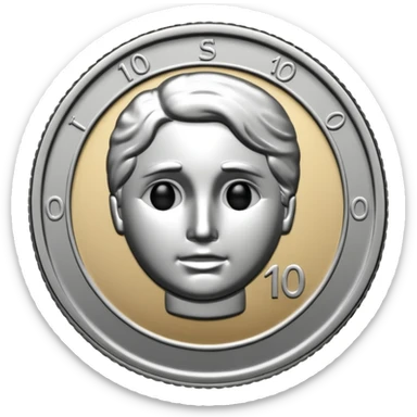 Silver Dime Coin With Out A Face & The Silver Number 10$ On It sticker