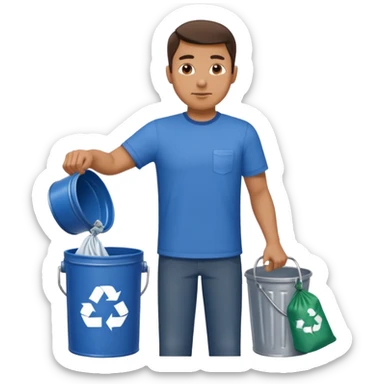 full side body man put the trash in can sticker