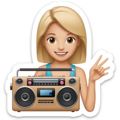 woman holding boombox sticker