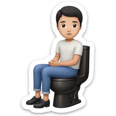 brown man on toilet sticker