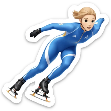 An icon showing a speed skater gliding on a professional oval ice track, captured in mid-motion with aerodynamic posture and sleek skates. The background features snowy mountains, flags, and a clear blue sky. Transparent background reflects the speed and elegance of the sport. sticker