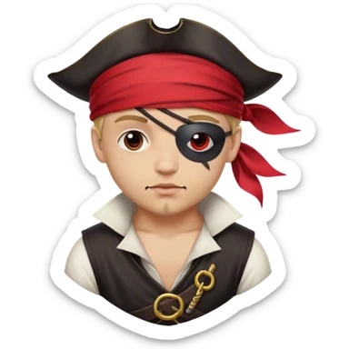 A cute pirate first mate, red bandana, eye patch sticker