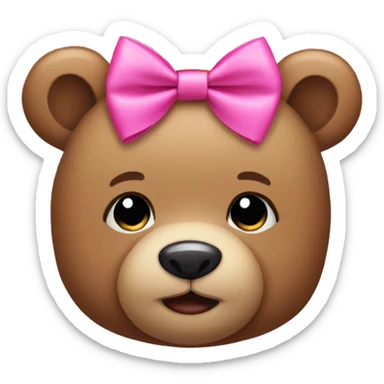 Teddy bear with pink bows on the ears sticker