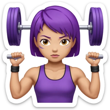 muscularweight lifting female short purple hair asian sticker