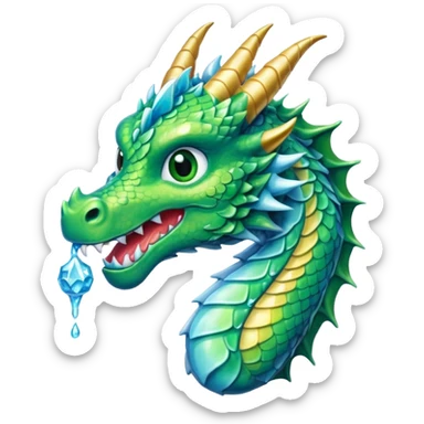 Un dragon pailleté brillant qui mange une glace sticker