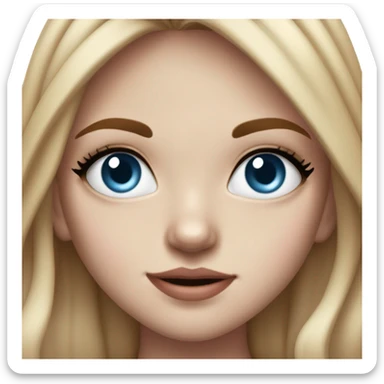 Realistic image of a young white girl, long Burgundy hair, simple black eyeliner, blue eyes, small lips, braces, nose piercing and rosy cheeks  sticker