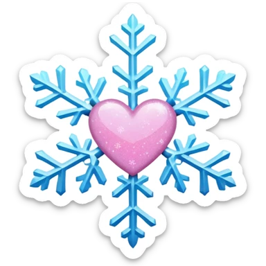 snowflake pink heart color white baby blue and pink glitter glow sticker
