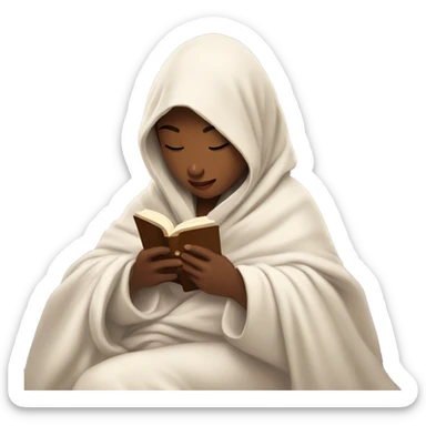 Girl reading a book under a blanket with coffee in her hands sticker