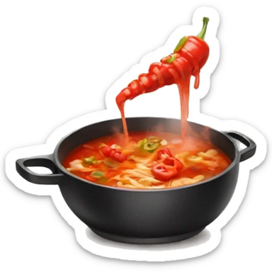 person eating spicy hot pot alone sticker