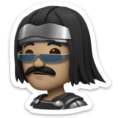gladiator with long straight black hair, black moustache and sunglasses sticker