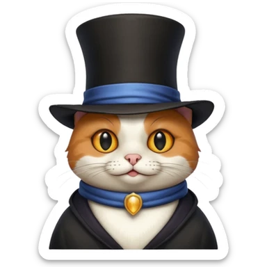 Combine a cat with a top hat in the wizard penguin sticker