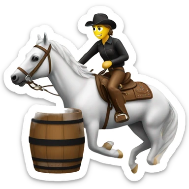 Barrel racing horse with rider sticker