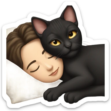 Black sphinx kitty sleeping with brunette white girl's sticker