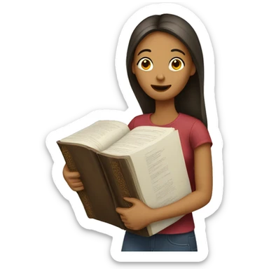 woman carrying a huge dictionary sticker