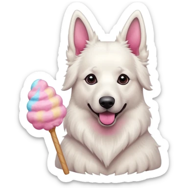 White belgian Shepard loves Cotton candy  in fall sticker