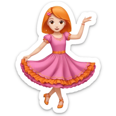 Pinkorangewhite girl dancing sticker