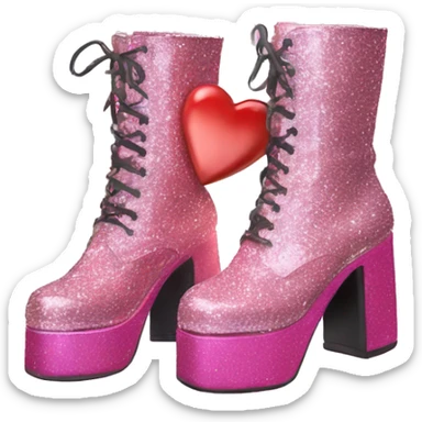 glittery platform gogo boots with heart on side sticker