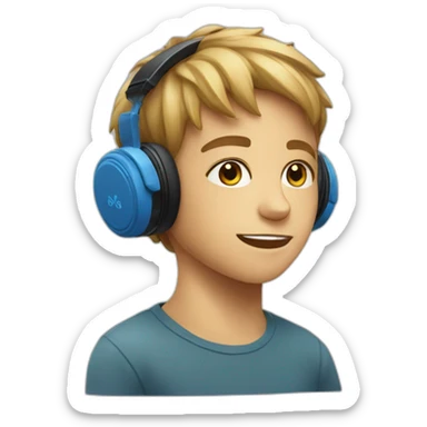 Kid listening to music with bluetooth speakers sticker