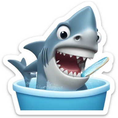 Shark brushing teeth  sticker