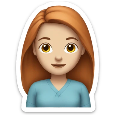 white girl. long auburn hair. Scrubs.  sticker