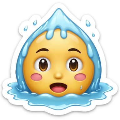 Make it emoji not a person Drooling and face wet and water is white sticker