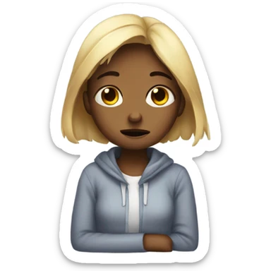 Create a sad girl who is sick  sticker