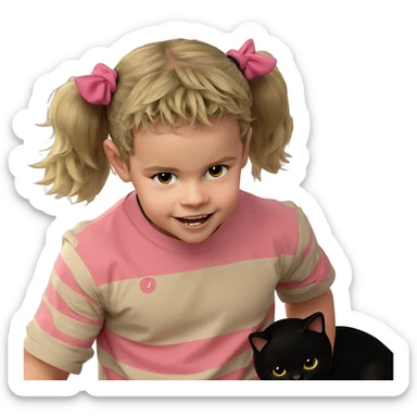 twintails boy with black cat sticker
