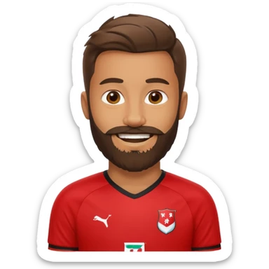 bearded soccer player with red jersey sticker